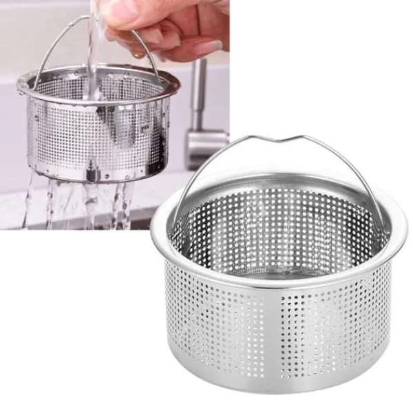 Sier>Køkkenvask si med håndtag 304 rustfrit stål vask afløb Dyb kop kurv Si 3 tommer ydre diameter