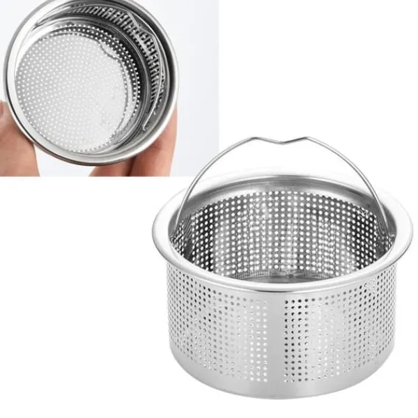 Sier>Køkkenvask si med håndtag 304 rustfrit stål vask afløb Dyb kop kurv Si 3 tommer ydre diameter