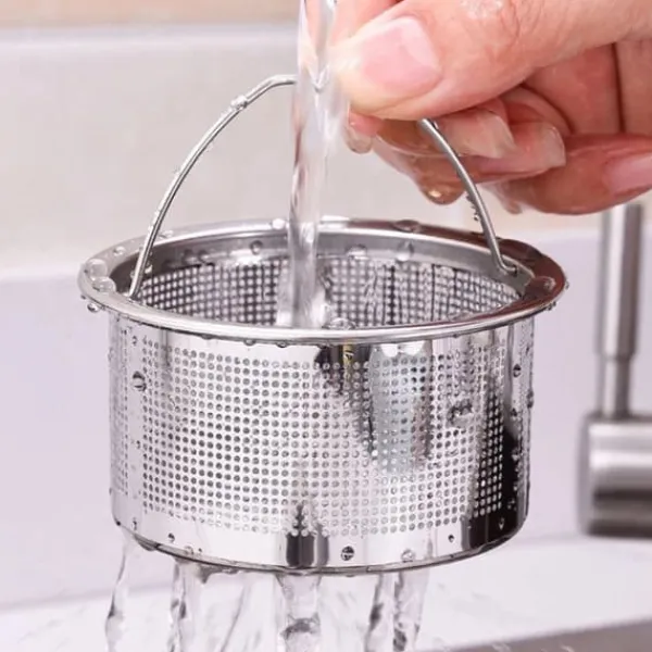 Sier>Køkkenvask si med håndtag 304 rustfrit stål vask afløb Dyb kop kurv Si 3 tommer ydre diameter