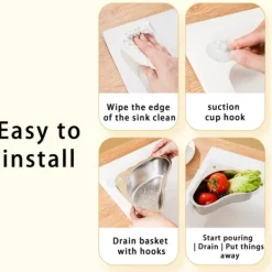 Køkkenvaskafløbskurv Rustfrit stål Sort Køkkenvasksi til Hjemmet Best