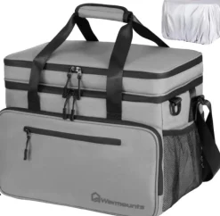 Beholdere Til Mad & Drikkevarer>Køletaske - Isoleret blød køletaske - 48 dåser - Lækagesikker - 2 rum - Isolerende låg - Camping/vandring/picnic - Sort