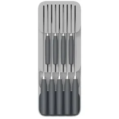 Køkkenorganisering>Knivindsats til skuffe til 9 køkkenknive – Grå