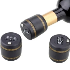 Kombinationslås med 3-cifret digital plombering for at forhindre børn i at drikke. Flaskekapsellås med rødvinshætte og whiskyprop. Best