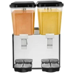 Kommerciel drikkevaredispenser 18L x 2 tanke, kold juice og isdrik dispenser, hold dine drikke kolde og forfriskende.