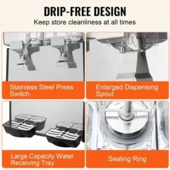 Kommerciel drikkevaredispenser 18L x 2 tanke, kold juice og isdrik dispenser, hold dine drikke kolde og forfriskende.