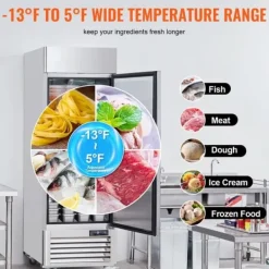 Kommerciel fryser 20,12 Cu.ft, opretstående enkeltdør, automatisk afrimning, rustfrit stål, Reach-in fryser med 3 hylder Outlet