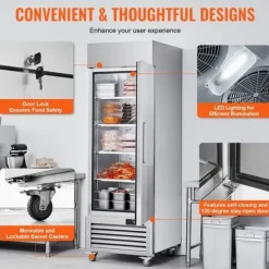 Kommerciel fryser 20,12 Cu.ft, opretstående enkeltdør, automatisk afrimning, rustfrit stål, Reach-in fryser med 3 hylder Outlet