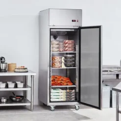 Kommerciel fryser 20,12 Cu.ft, opretstående enkeltdør, automatisk afrimning, rustfrit stål, Reach-in fryser med 3 hylder Outlet