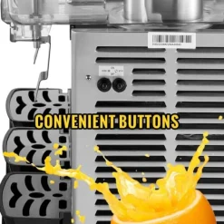 Kommerciel rustfri stål dispenser til kolde drikke med 3 tanke og termostat. Ideel til frugtjuice og iste – 9,6 gallon kapacitet.