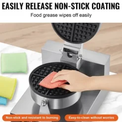Kommerciel vaffelmaskine, rund non-stick vaffeljern, 1230W, hurtig opvarmning, perfekt til caféer og restauranter. Discount