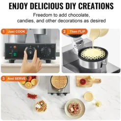 Kommerciel vaffelmaskine, rund non-stick vaffeljern, 1230W, hurtig opvarmning, perfekt til caféer og restauranter. Discount