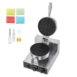 Kommerciel vaffelmaskine, rund non-stick vaffeljern, 1230W, hurtig opvarmning, perfekt til caféer og restauranter. Discount