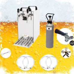 Komplet sæt - fadølsanlæg - kontakt 40 2 linjer tør køler, spil køler 50 liter/h, KEG:Typ G, KEG 2:Type D Online
