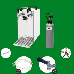 Komplet sæt - fadølsanlæg - kontakt 40 2 linjer tør køler, spil køler 50 liter/h, KEG:Typ G, KEG 2:5 liters adapter Clearance