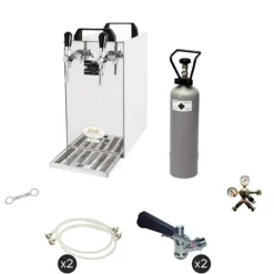Komplet sæt - fadølsanlæg - kontakt 40 2 linjer tør køler, spil køler 50 liter/h, KEG:Typ G, KEG 2:5 liters adapter Clearance