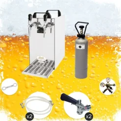 Komplet sæt - fadølsanlæg - kontakt 40 2 linjer tør køler, spil køler 50 liter/h, KEG:Typ G, KEG 2:5 liters adapter Clearance