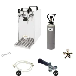 Komplet sæt - fadølsanlæg - kontakt 40 2 linjer tør køler, spil køler 50 liter/h, KEG:Typ G, KEG 2:5 liters adapter Clearance