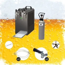 Komplet sæt - fadølsanlæg - STREAM 80 ølkasse, flowkøler 2-linet tørkøler, KEG:Type D, KEG 2:KeyKeg Online