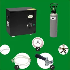 Komplet sæt Fadølsanlæg, AS-40, 2 linier våd køligere, grønne linje, KEG:5 liters adapter, KEG 2:Type A Hot