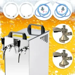 Komplet sæt fadølsanlæg kontakt 40 / K 2 linjer, 50 liter/h rustfrit stål, med membranpumpe, øl tryk, KEG 2:Type M, KEG:NC adapter Clearance