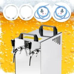 Komplet sæt fadølsanlæg kontakt 40 / K 2 linjer, 50 liter/h rustfrit stål, med membranpumpe, øl tryk, KEG 2:Type M, KEG:NC adapter Clearance