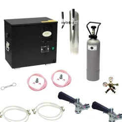 Komplet sæt til underbord Fadølsanlæg, AS-40, 2 linier våd køligere, grønne linje, KEG 2:NC adapter, KEG:KeyKeg Hot