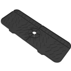 Kran Absorberande matta Tvättbar Återanvändbar Silikon Diskbänk Bänkskiva Vattenfångare för kök Badrum RV Svart Best