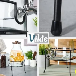 Krukkestander med hane, sort metal, 23 cm, VILDE 229072 Clearance