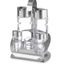 Krydderisæt i rustfrit stål salt peber olivenolie vineddike tandstikkere - Hendi 465363 Hot