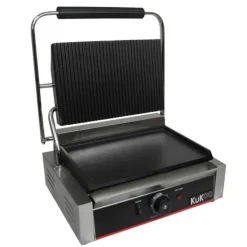Brødristere, Raclettegrills Og Sandwichtoastere>KuKoo Rillet / Flad Panini Press Ribbet Kontakt Grill Brødrister Sandwich Maker Kommerciel Catering maskine