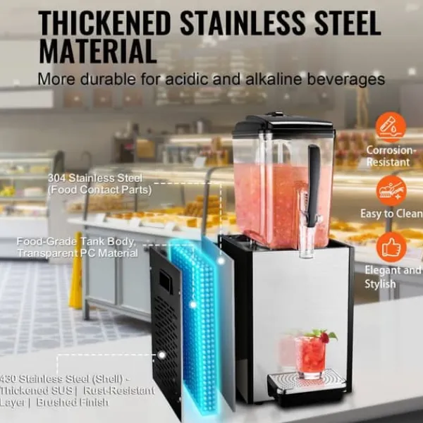 12L Kommerciel Drikkevaredispenser, Kold Juice, Isdrink Dispenser, Ideel til Fest, Hygge og Afslapning. Hot