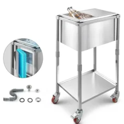 Isspande & Kølere>28L Rullende Kølekasse, Udendørs Stående Iskasse på Hjul, Bærbar, Velegnet til Camping og Picnic