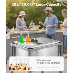 Isspande & Kølere>28L Rullende Kølekasse, Udendørs Stående Iskasse på Hjul, Bærbar, Velegnet til Camping og Picnic