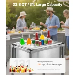 Isspande & Kølere>31L Rullende Kølekasse, Udendørs Stående Iskasse på Hjul, Transportabel, Robust Design