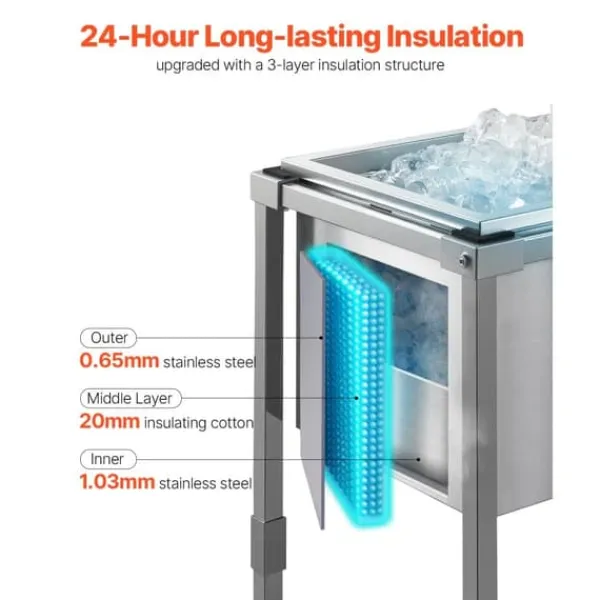 Isspande & Kølere>31L Rullende Kølekasse, Udendørs Stående Iskasse på Hjul, Transportabel, Robust Design