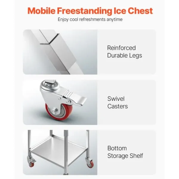 Isspande & Kølere>31L Rullende Kølekasse, Udendørs Stående Iskasse på Hjul, Transportabel, Robust Design