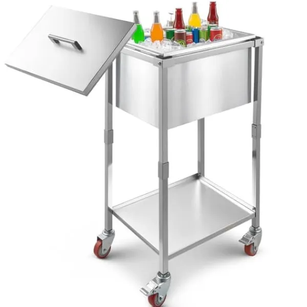 Isspande & Kølere>31L Rullende Kølekasse, Udendørs Stående Iskasse på Hjul, Transportabel, Robust Design