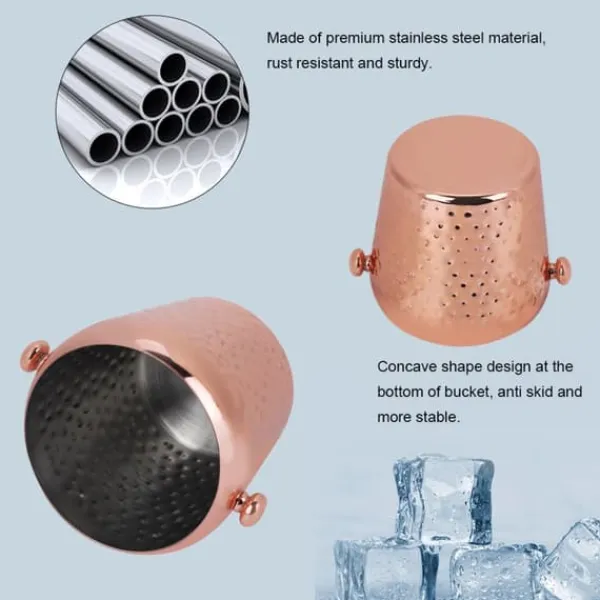 1L rustfri stål isterningbeholder til hjemme- og hotelbrug (roséguld) Online