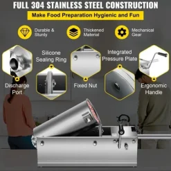 3L Rustfrit Stål Horisontal Chorizo-fylder, Manuel Pølsefylder, Til Chorizo-hotdogs og Braadworst, Egnet til Både Husholdnings- og Erhvervsbrug (5L) | CDON Outlet