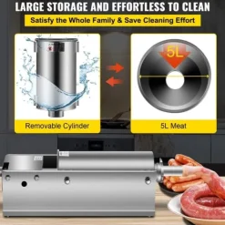 3L Rustfrit Stål Horisontal Chorizo-fylder, Manuel Pølsefylder, Til Chorizo-hotdogs og Braadworst, Egnet til Både Husholdnings- og Erhvervsbrug (5L) | CDON Outlet