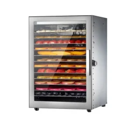 12-lags Fødevaredehydrator, Høj Effekt, Rustfrie Stål Tørreplader,Lys gul, 220V Online