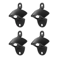 Ølåbner sæt med 10 - Vægmonterede ølåbnere i zinklegering til Bar, KTV, Hotel - Sort