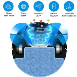 LIECTROUX M7S PRO - Ansluten robotdammsugare - 3000 Pa - Kartnavigering - Autonomi 120 min - 4400mAh batteri Hot