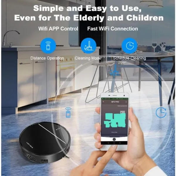 LIECTROUX M7S PRO - Ansluten robotdammsugare - 3000 Pa - Kartnavigering - Autonomi 120 min - 4400mAh batteri Hot