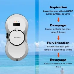 Rengøringsudstyr>LIECTROUX Robot Fönsterputsare HCR-10 Vit - 2800 Pa - 30ml Behållare - Automatisk rengöring - Självständig intelligent fönsterputsrobot