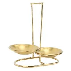 Lodret suppeskesholder skerest rustfrit stål Nem adgang køkkengrej Stand til køkken Køkkengrej Hot Pot Golden med 2 tallerkener