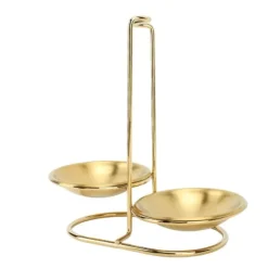 Lodret suppeskesholder skerest rustfrit stål Nem adgang køkkengrej Stand til køkken Køkkengrej Hot Pot Golden med 2 tallerkener