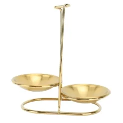 Lodret suppeskesholder skerest rustfrit stål Nem adgang køkkengrej Stand til køkken Køkkengrej Hot Pot Golden med 2 tallerkener