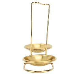 Lodret suppeskesholder skerest rustfrit stål Nem adgang køkkengrej Stand til køkken Køkkengrej Hot Pot Golden med 2 tallerkener