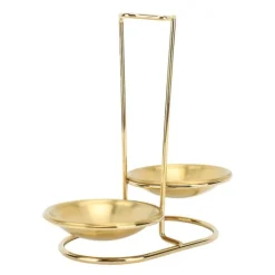 Lodret suppeskesholder skerest rustfrit stål Nem adgang køkkengrej Stand til køkken Køkkengrej Hot Pot Golden med 2 tallerkener